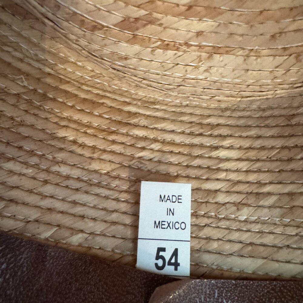 Mexican Palm-Leaf Cowboy Hat, Straw, Leather Band Size 54 (US 6 3/4) - Picture 4 of 9